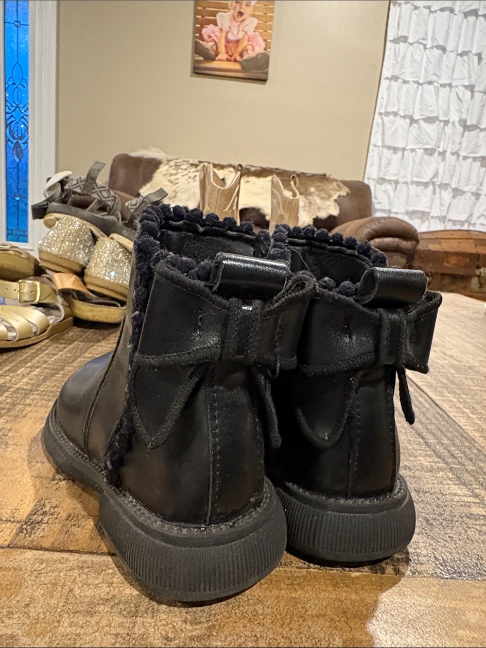 Source Unknown Kids Black Bow Back Winter Boots